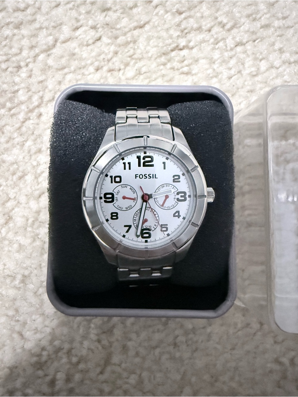 Fossil Silver-Tone Men's Chronograph Watch with White Dial